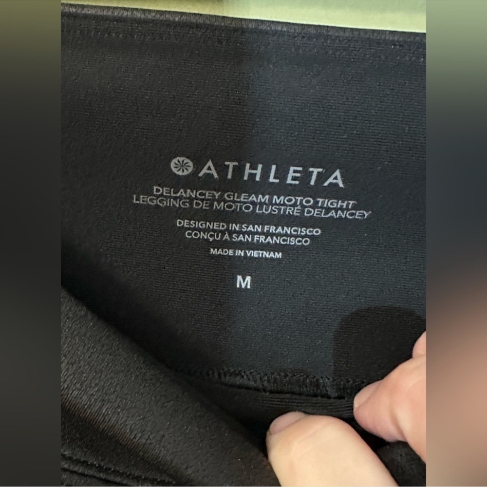 Athleta Delancey Gleam Moto Tight Leggings Black Size Medium Activewear - Picture 7 of 12